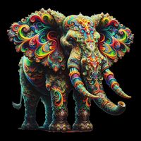 Fractal Elephant Spirit Animal Psychedelic Trippy Impact Tech Backpack
