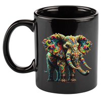 Fractal Elephant Spirit Animal Psychedelic Trippy 11oz C Handle Ceramic Mug