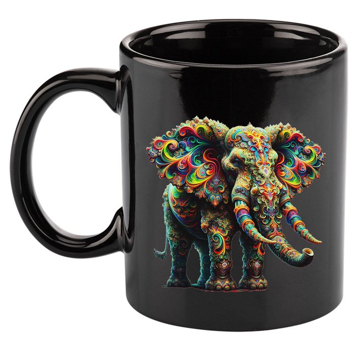 Fractal Elephant Spirit Animal Psychedelic Trippy 11oz C Handle Ceramic Mug