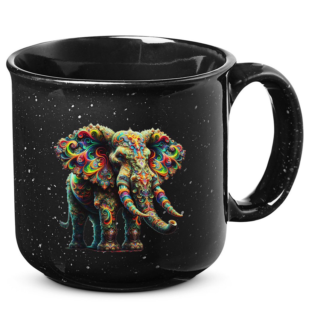 Fractal Elephant Spirit Animal Psychedelic Trippy 15oz Campfire Ceramic Mug