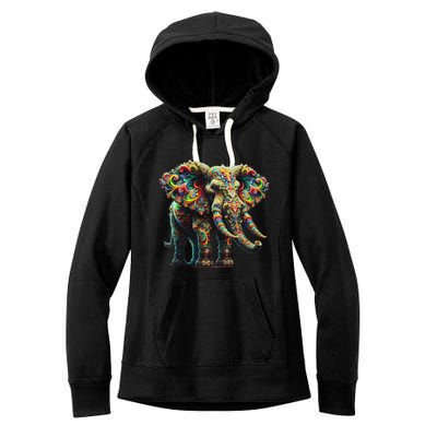 Fractal Elephant Spirit Animal Psychedelic Trippy Women's Fleece Hoodie