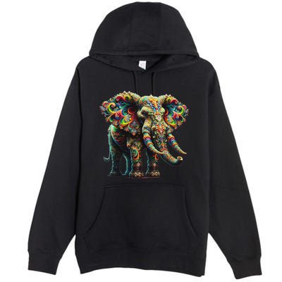 Fractal Elephant Spirit Animal Psychedelic Trippy Premium Pullover Hoodie