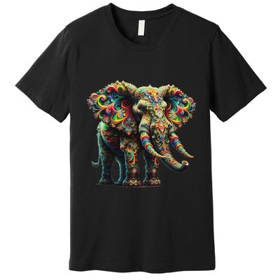 Fractal Elephant Spirit Animal Psychedelic Trippy Premium T-Shirt