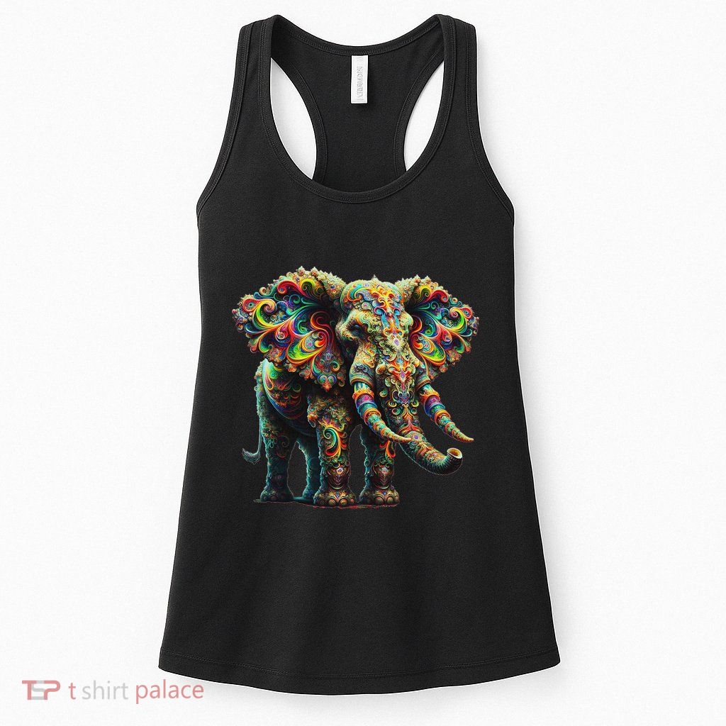 Fractal Elephant Spirit Animal Psychedelic Trippy Womens Tank Top