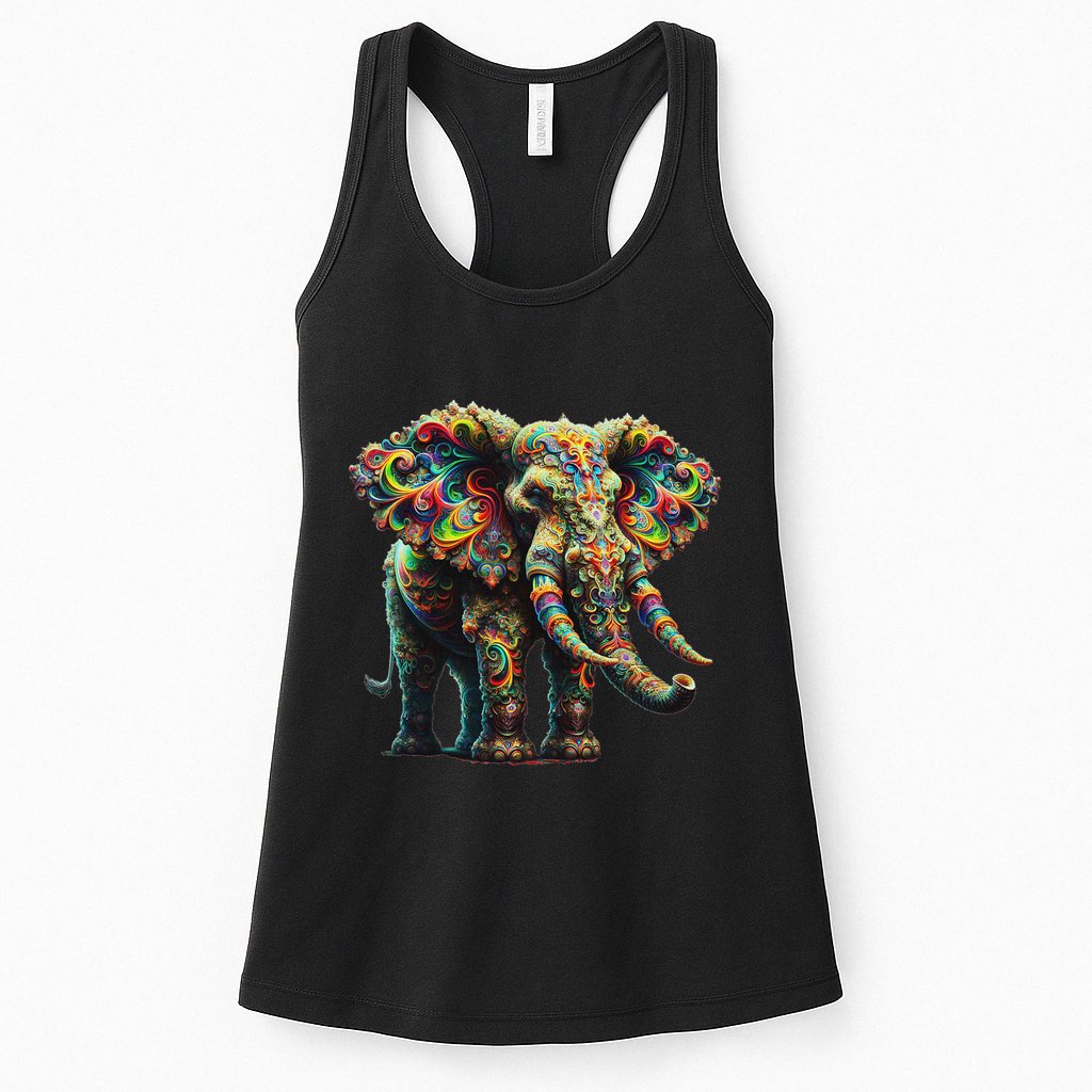 Fractal Elephant Spirit Animal Psychedelic Trippy Womens Tank Top