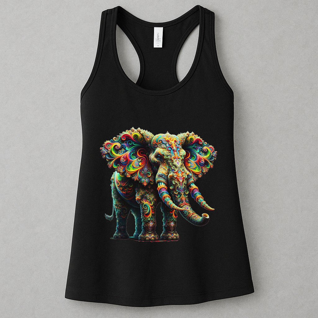 Fractal Elephant Spirit Animal Psychedelic Trippy Womens Tank Top