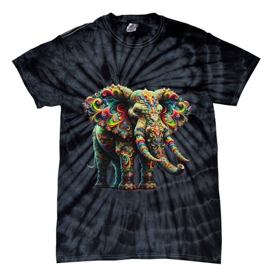 Fractal Elephant Spirit Animal Psychedelic Trippy Tie-Dye T-Shirt