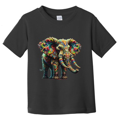 Fractal Elephant Spirit Animal Psychedelic Trippy Toddler T-Shirt