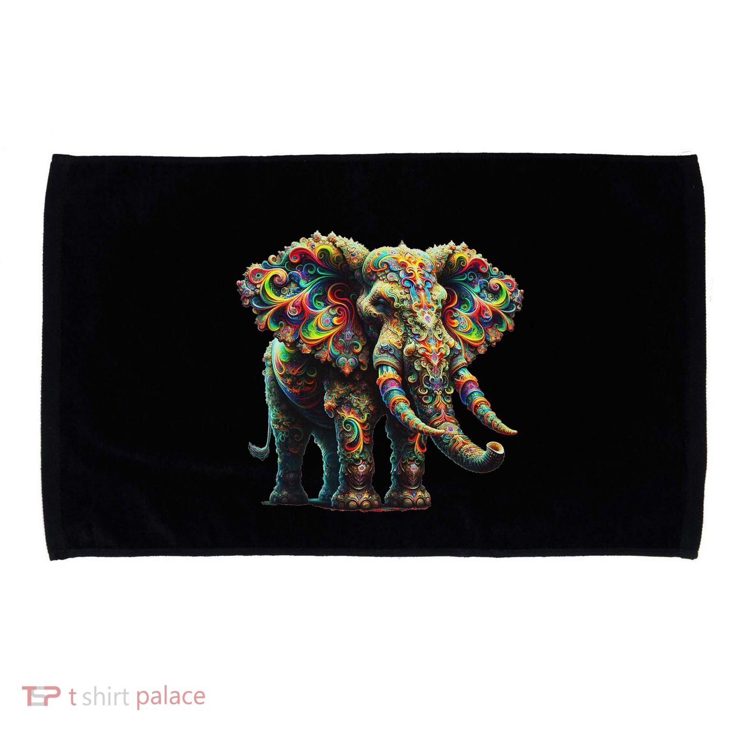 Fractal Elephant Spirit Animal Psychedelic Trippy Microfiber Hand Towel