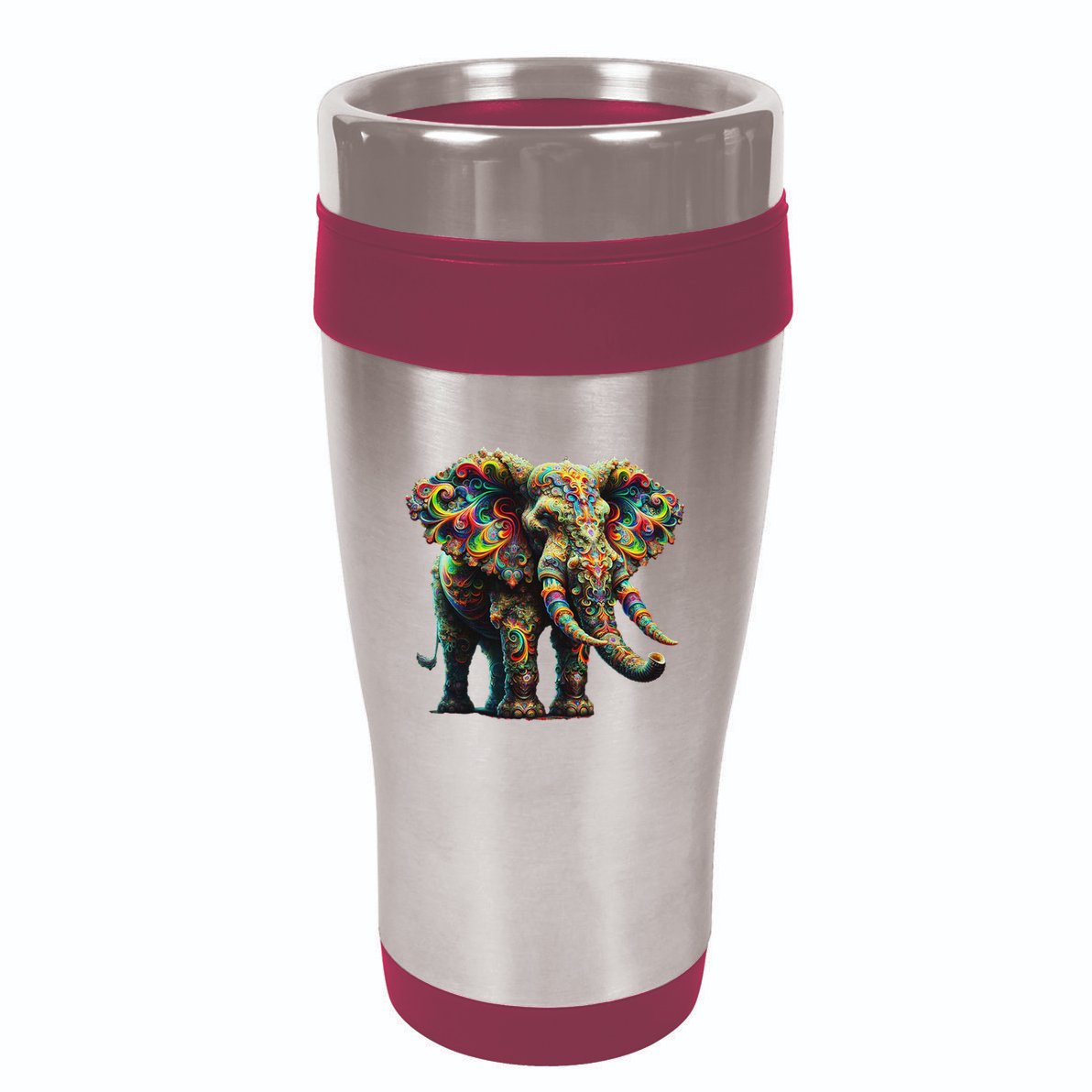 Fractal Elephant Spirit Animal Psychedelic Trippy 16oz Travel Tumbler