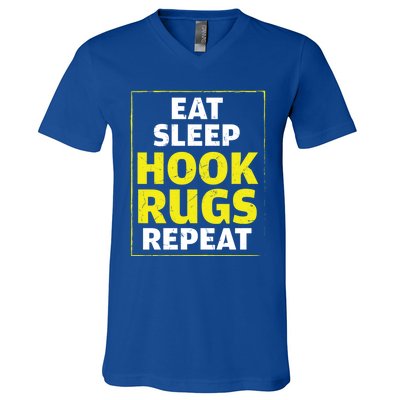 Funny Eat Sleep Hook Rugs Repeat Rug Makers Gift V-Neck T-Shirt