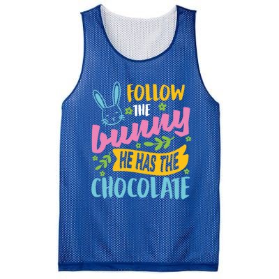 Funny Easter Sunday Dress Follow Bunny He Has Chocolate Gift Mesh Reversible Basketball Jersey Tank