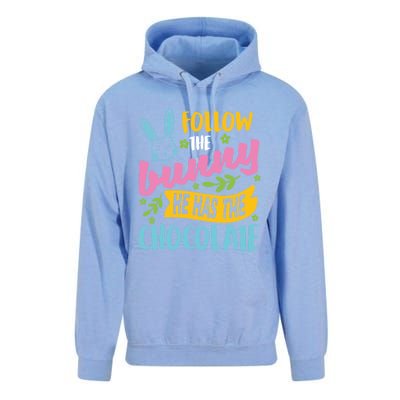 Funny Easter Sunday Dress Follow Bunny He Has Chocolate Gift Unisex Surf Hoodie