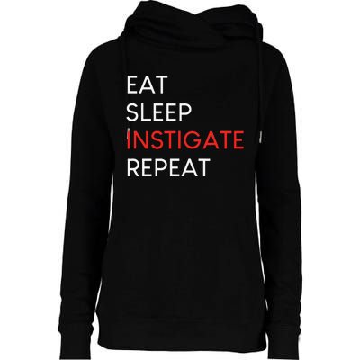 funny et sleep instigate repeat Womens Funnel Neck Pullover Hood