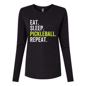 Funny Eat Sleep Pickleball Repeat Player Womens Cotton Relaxed Long Sleeve T-Shirt