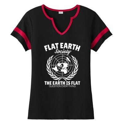 Flat Earth Society Flat Earther Ladies Halftime Notch Neck Tee