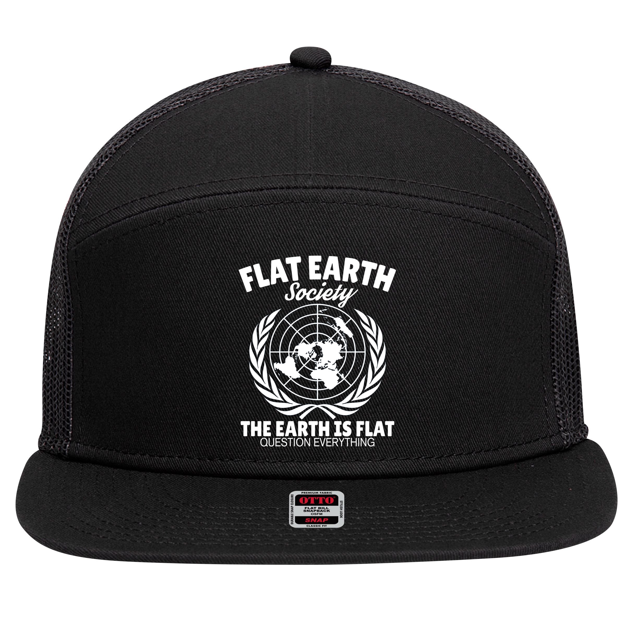 Flat Earth Society Flat Earther 7 Panel Mesh Trucker Snapback Hat