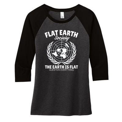 Flat Earth Society Flat Earther Women's Tri-Blend 3/4-Sleeve Raglan Shirt