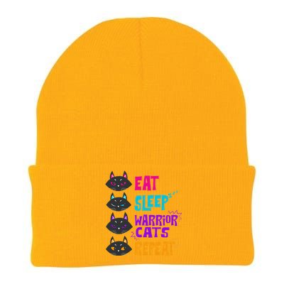 Funny Eat Sleep Cat Warrior Repeat Cat Warrior Love Knit Cap Winter Beanie