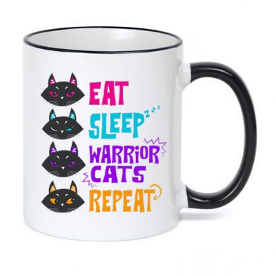 Funny Eat Sleep Cat Warrior Repeat Cat Warrior Love 11oz Black Color Changing Mug