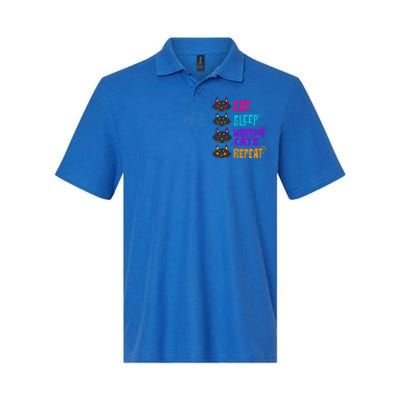 Funny Eat Sleep Cat Warrior Repeat Cat Warrior Love Softstyle Adult Sport Polo