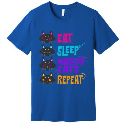 Funny Eat Sleep Cat Warrior Repeat Cat Warrior Love Premium T-Shirt