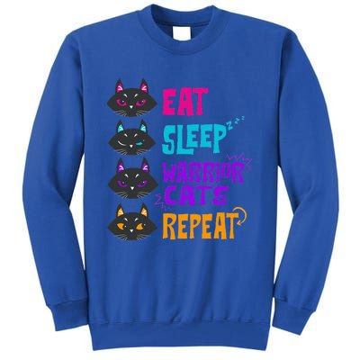 Funny Eat Sleep Cat Warrior Repeat Cat Warrior Love Tall Sweatshirt