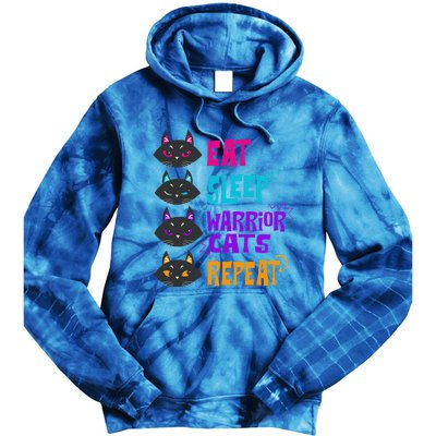 Funny Eat Sleep Cat Warrior Repeat Cat Warrior Love Tie Dye Hoodie