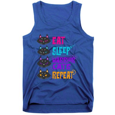 Funny Eat Sleep Cat Warrior Repeat Cat Warrior Love Tank Top