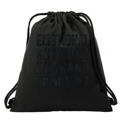 Funny Emotional Support Husband Do Not Pet Retro Husbands Drawstring Bag
