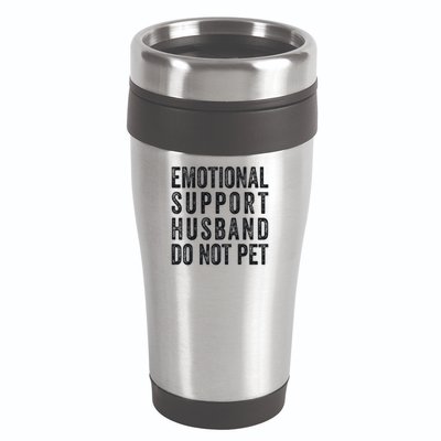 Funny Emotional Support Husband Do Not Pet Retro Husbands 16oz Travel Tumbler