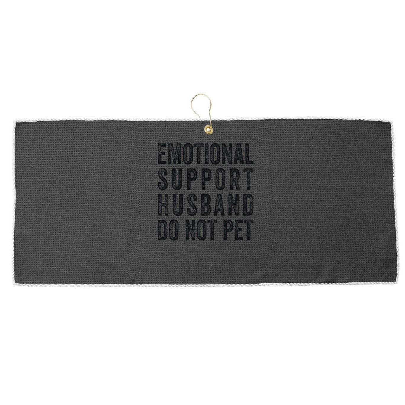Funny Emotional Support Husband Do Not Pet Retro Husbands Large Microfiber Waffle Golf Towel