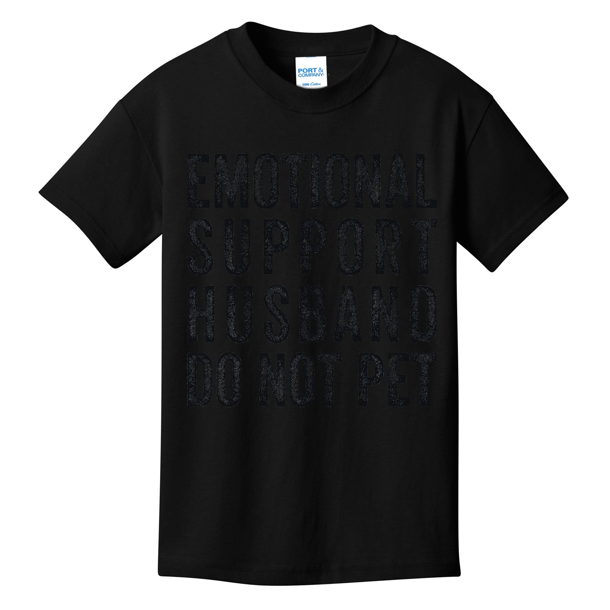 Funny Emotional Support Husband Do Not Pet Retro Husbands Kids T-Shirt