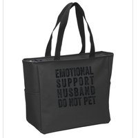 Funny Emotional Support Husband Do Not Pet Retro Husbands Zip Tote Bag