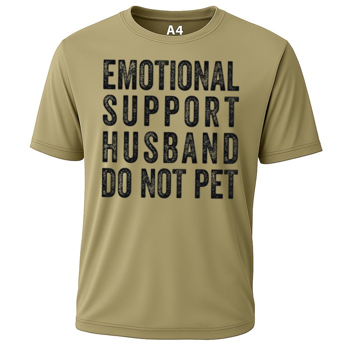 Funny Emotional Support Husband Do Not Pet Retro Husbands Cooling Performance Crew T-Shirt