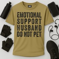 Funny Emotional Support Husband Do Not Pet Retro Husbands Cooling Performance Crew T-Shirt
