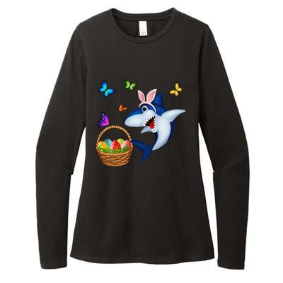 Funny Easter Shark Mommy Baby Daddy Easter Bunny Womens CVC Long Sleeve Shirt