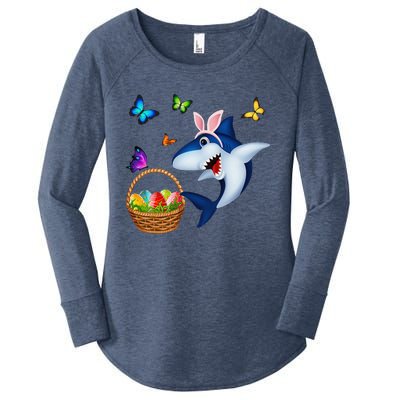 Funny Easter Shark Mommy Baby Daddy Easter Bunny Women's Perfect Tri Tunic Long Sleeve Shirt