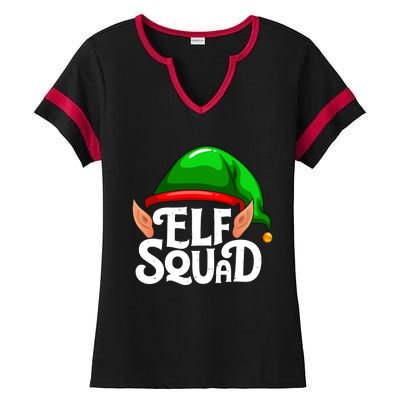 Funny Elf Squad Ugly Christmas Elves Family Matching Pjs Gift Ladies Halftime Notch Neck Tee