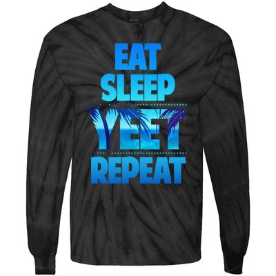 Funny Eat Sleep Yeet Repeat Vintage Gift Tie-Dye Long Sleeve Shirt