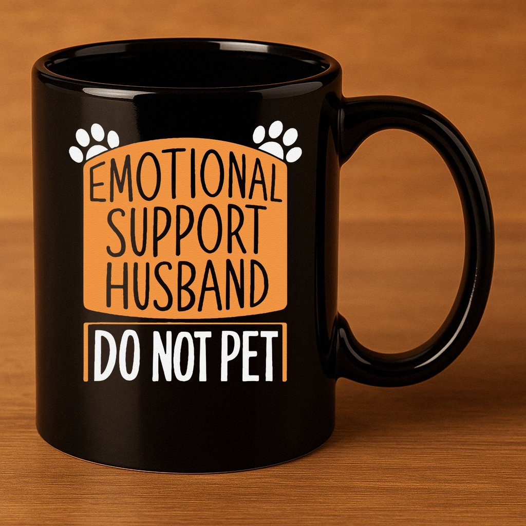Funny Emotional Support Husband Do Not Pet 11oz C Handle Ceramic Mug