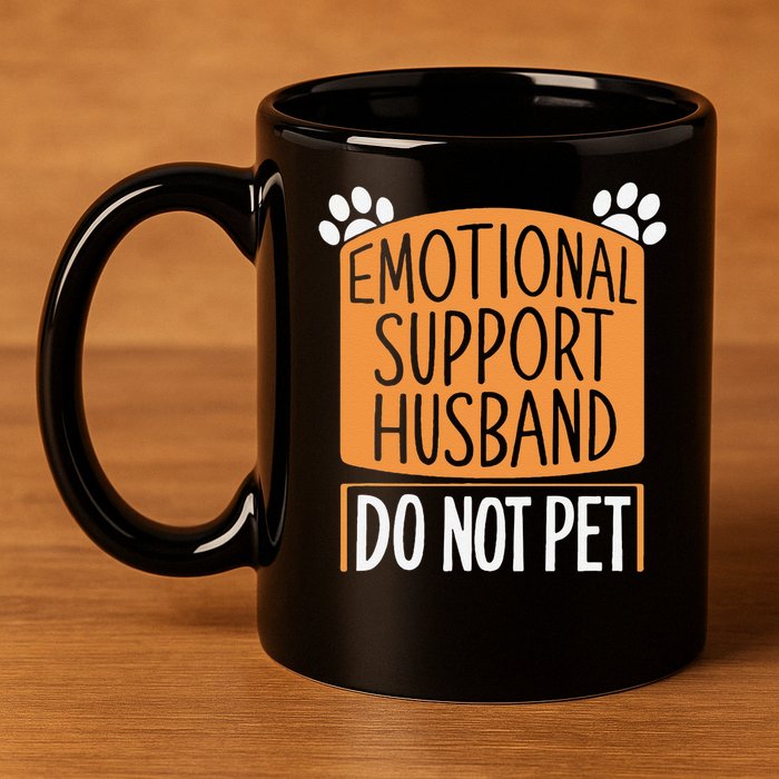 Funny Emotional Support Husband Do Not Pet 11oz C Handle Ceramic Mug