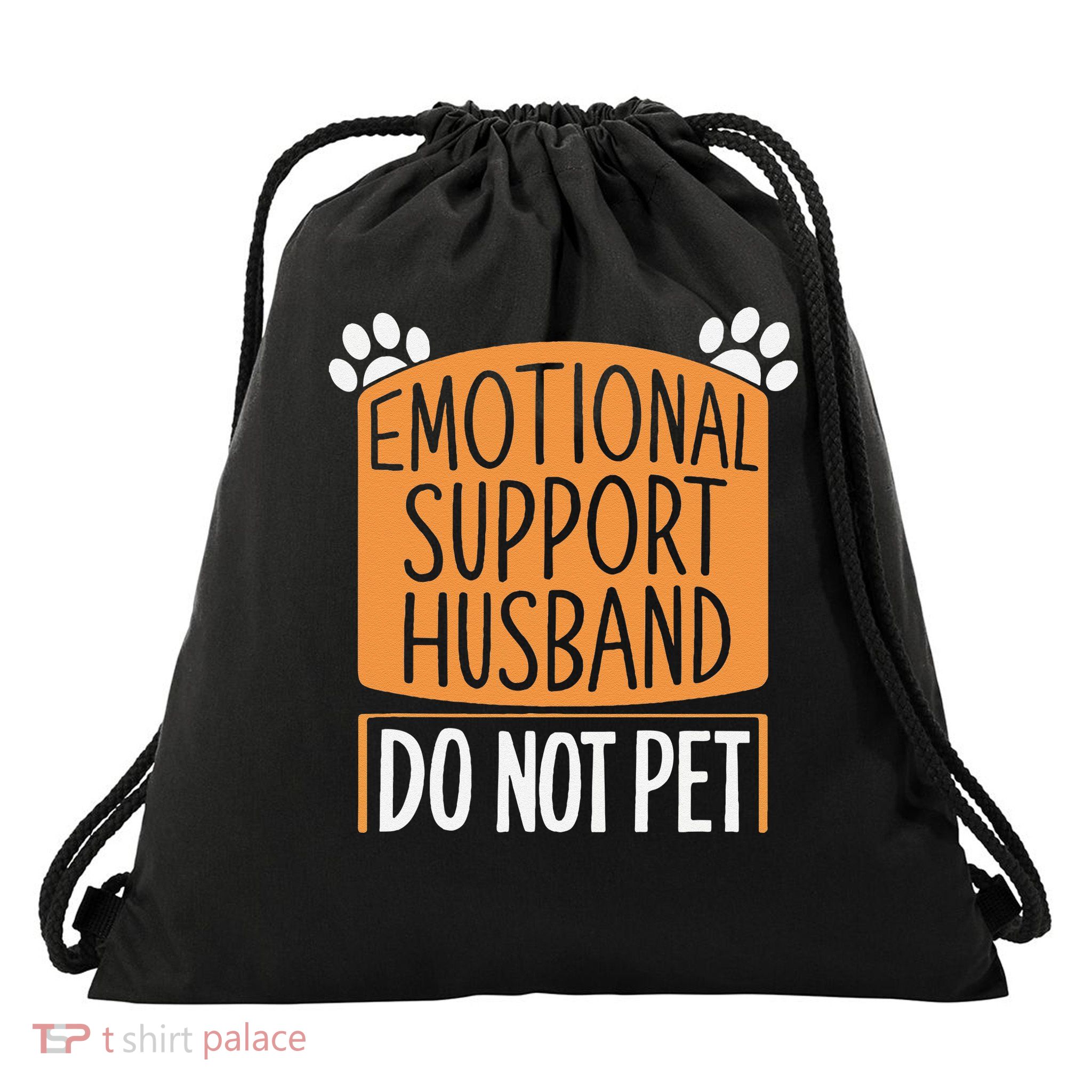 Funny Emotional Support Husband Do Not Pet Drawstring Bag
