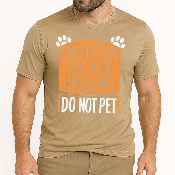 Funny Emotional Support Husband Do Not Pet Cooling Performance Crew T-Shirt