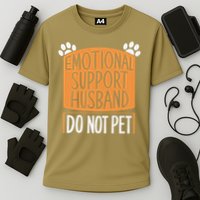 Funny Emotional Support Husband Do Not Pet Cooling Performance Crew T-Shirt