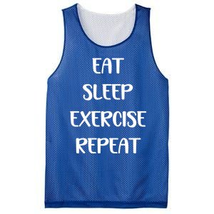 Funny Eat Sleep Exercise Repeat Gym Lover Workout Gift Mesh Reversible Basketball Jersey Tank