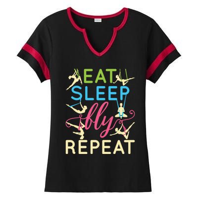 Funny Eat Sleep Fly Repeat Aerial Yoga Silks Gift Cute Gift Ladies Halftime Notch Neck Tee