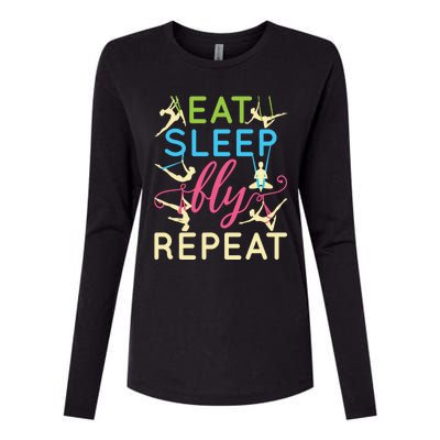 Funny Eat Sleep Fly Repeat Aerial Yoga Silks Gift Cute Gift Womens Cotton Relaxed Long Sleeve T-Shirt