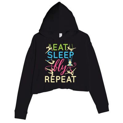 Funny Eat Sleep Fly Repeat Aerial Yoga Silks Gift Cute Gift Crop Fleece Hoodie