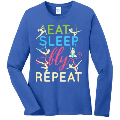 Funny Eat Sleep Fly Repeat Aerial Yoga Silks Gift Cute Gift Ladies Long Sleeve Shirt